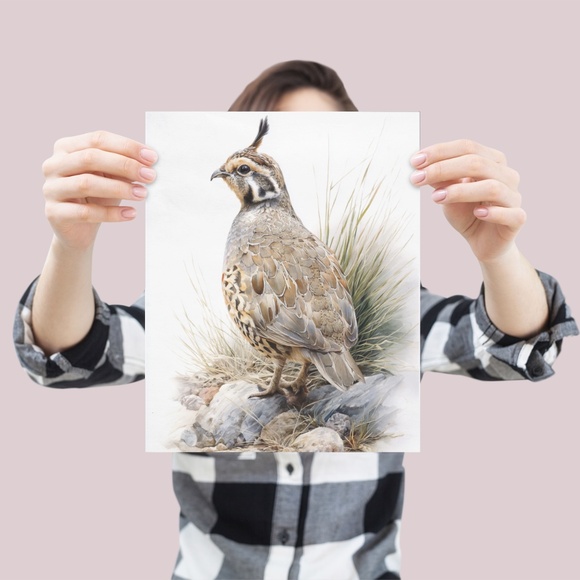 Watercolor Quail Wall Art Print, Unframed - Vibrant Nature-Inspired Home Decor - Picture 4 of 6